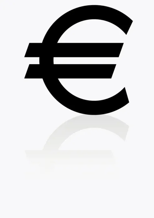 Framed Print : Black and white illustration of Euro symbol Framed Print : Black and white illustration of Euro symbol