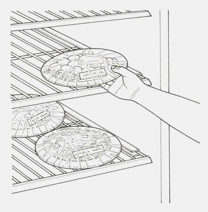 Framed Print : Black and white illustration of freezer being stocked with meals in single portions Framed Print : Black and white illustration of freezer being stocked with meals in single portions