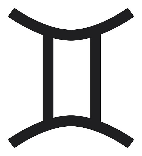 Black and White Illustration of Gemini zodiac sign