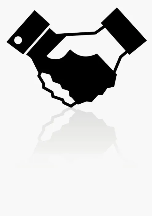 Framed Print : Black and white illustration of hand shake Framed Print : Black and white illustration of hand shake