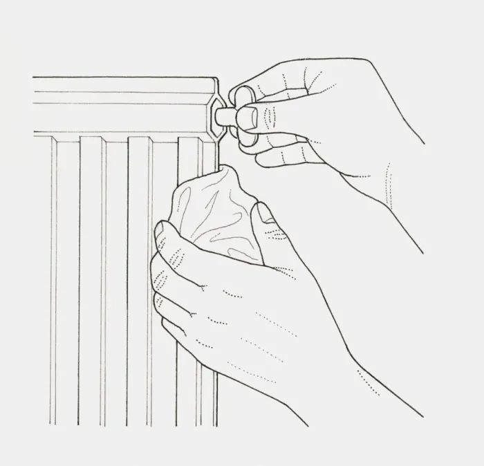 Framed Print : Black and white illustration of hands bleeding a radiator Framed Print : Black and white illustration of hands bleeding a radiator