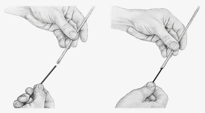 Framed Print : Black and white illustration of hands lengthening a hollow stem, using a piece of stub wire (wiring flowers) Framed Print : Black and white illustration of hands lengthening a hollow stem, using a piece of stub wire (wiring flowers)