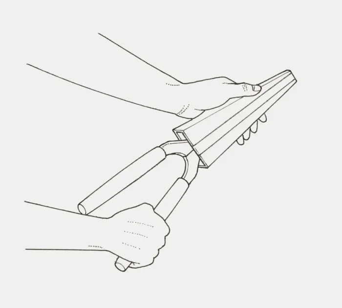 Framed Print : Black and white illustration of hands putting garden shears in protective case Framed Print : Black and white illustration of hands putting garden shears in protective case