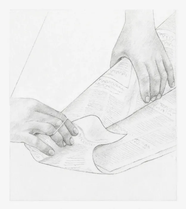 Framed Print : Black and white illustration of hands wrapping up a bunch of dried flowers in newspaper (storing dried flowers) Framed Print : Black and white illustration of hands wrapping up a bunch of dried flowers in newspaper (storing dried flowers)