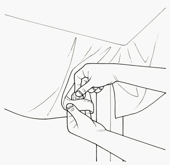 Framed Print : Black and white illustration of lead weight in hem of tablecloth