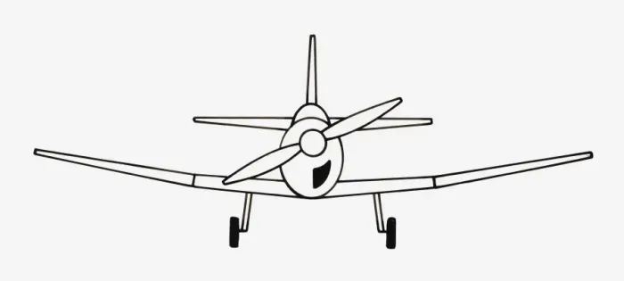 Framed Print : Black and white illustration of monoplane low-wing propeller aircraft Framed Print : Black and white illustration of monoplane low-wing propeller aircraft
