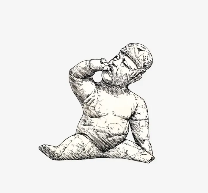 Framed Print : Black and white illustration of Olmec baby, found in Las Bocas, Mexico Framed Print : Black and white illustration of Olmec baby, found in Las Bocas, Mexico