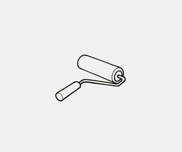 Framed Print : Black and white illustration of paint roller Framed Print : Black and white illustration of paint roller
