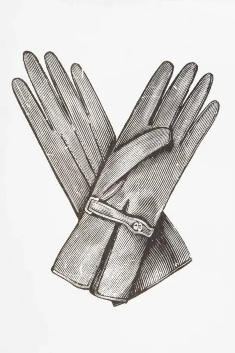 Framed Print : Black and white illustration of pair of ladies gloves Framed Print : Black and white illustration of pair of ladies gloves