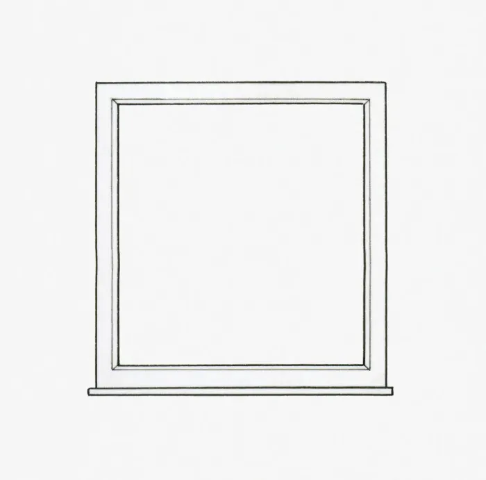 Framed Print : Black and white illustration of picture window Framed Print : Black and white illustration of picture window