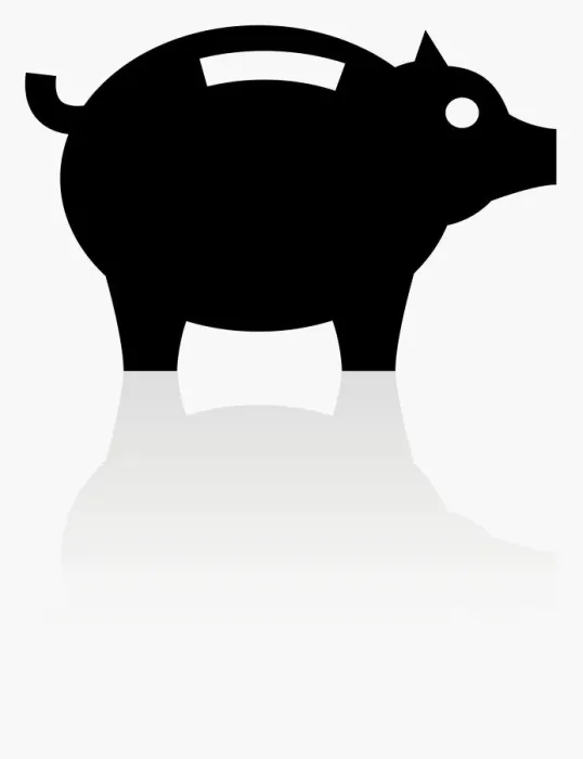 Framed Print : Black and white illustration of piggy bank