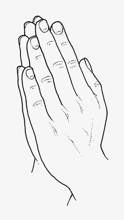 Framed Print : Black and white illustration of praying hands Framed Print : Black and white illustration of praying hands