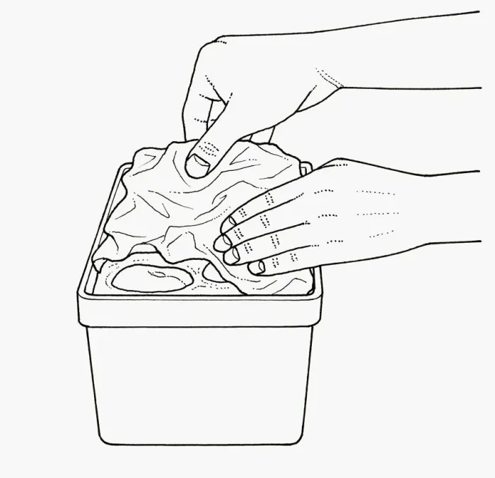 Framed Print : Black and white illustration of putting crumpled paper on cooked fruits to keep them below the surfa Framed Print : Black and white illustration of putting crumpled paper on cooked fruits to keep them below the surfa