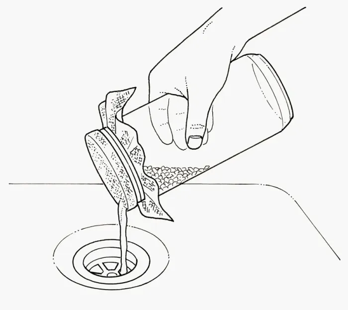 Framed Print : Black and white illustration of rinsing mung beans with water through muslin on top of jar