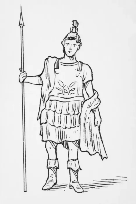 Framed Print : Black and white illustration of Roman God Mars holding spiculum Framed Print : Black and white illustration of Roman God Mars holding spiculum