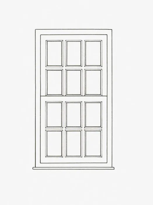 Framed Print : Black and white illustration of sash window Framed Print : Black and white illustration of sash window