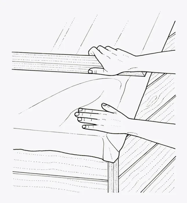 Framed Print : Black and white illustration showing how to use piece of wood to smooth out air pockets in new felt Framed Print : Black and white illustration showing how to use piece of wood to smooth out air pockets in new felt