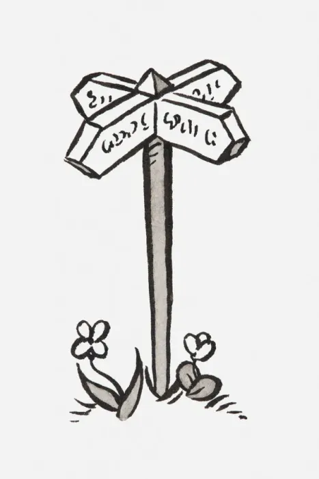 Framed Print : Black and white illustration of signpost Framed Print : Black and white illustration of signpost