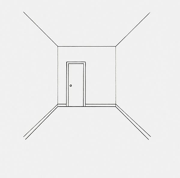 Black and white illustration of simple room plan