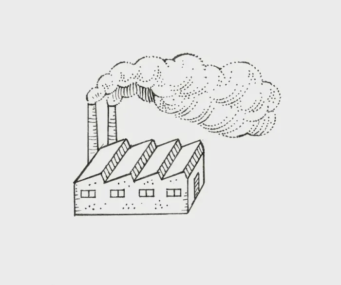 Framed Print : Black and White illustration of smoke billowing from factory chimneys Framed Print : Black and White illustration of smoke billowing from factory chimneys