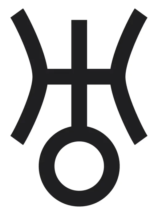 Framed Print : Black and White Illustration of Uranus astrological symbol Framed Print : Black and White Illustration of Uranus astrological symbol