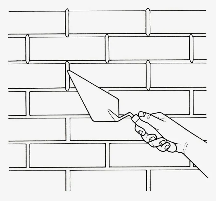 Framed Print : Black and white illustration of using trowel to smooth mortar on brick wall Framed Print : Black and white illustration of using trowel to smooth mortar on brick wall
