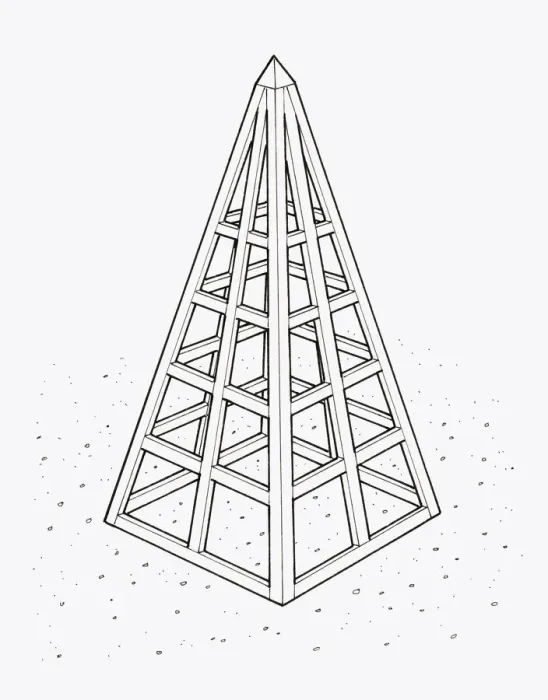 Framed Print : Black and white illustration of wooden obelisk frame Framed Print : Black and white illustration of wooden obelisk frame