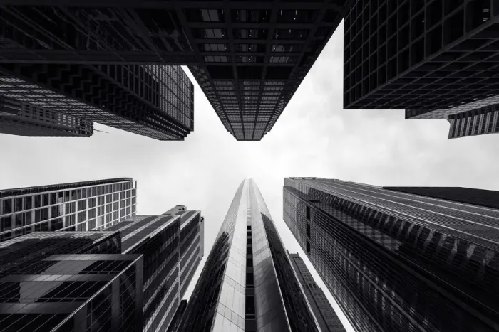 Framed Print : Black and White, Looking Up, Hyatt Center, Chicago, Illinois, America Framed Print : Black and White, Looking Up, Hyatt Center, Chicago, Illinois, America