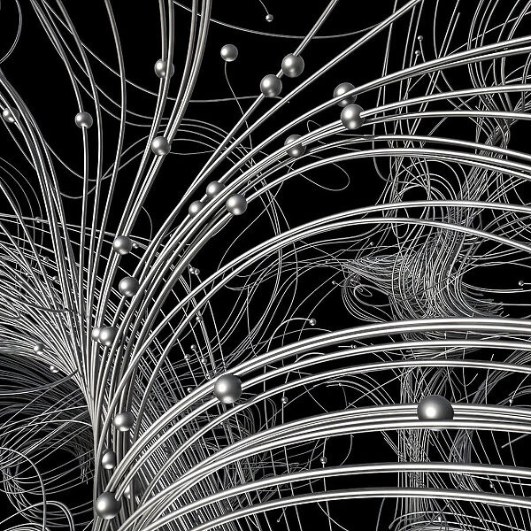Black and white wires and spheres