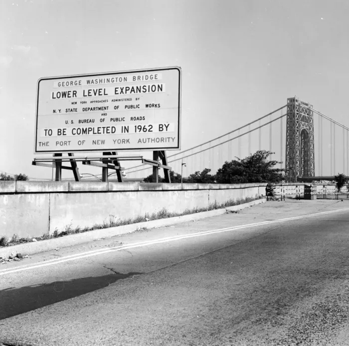 Framed Print : black & white;format square;sign;road bridge;Transport Infrastructure;North America;3L Framed Print : black & white;format square;sign;road bridge;Transport Infrastructure;North America;3L