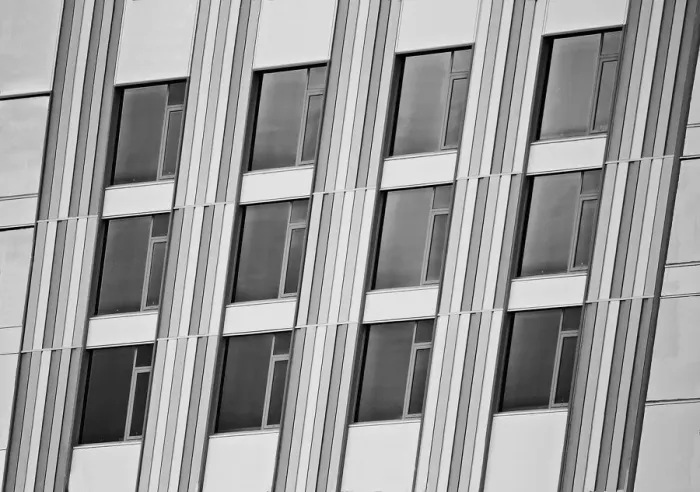 Framed Print : Black Windowed Building Framed Print : Black Windowed Building