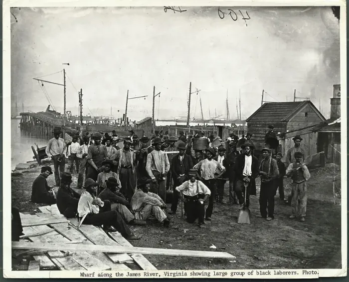 Framed Print : Black Workers Along James River Framed Print : Black Workers Along James River