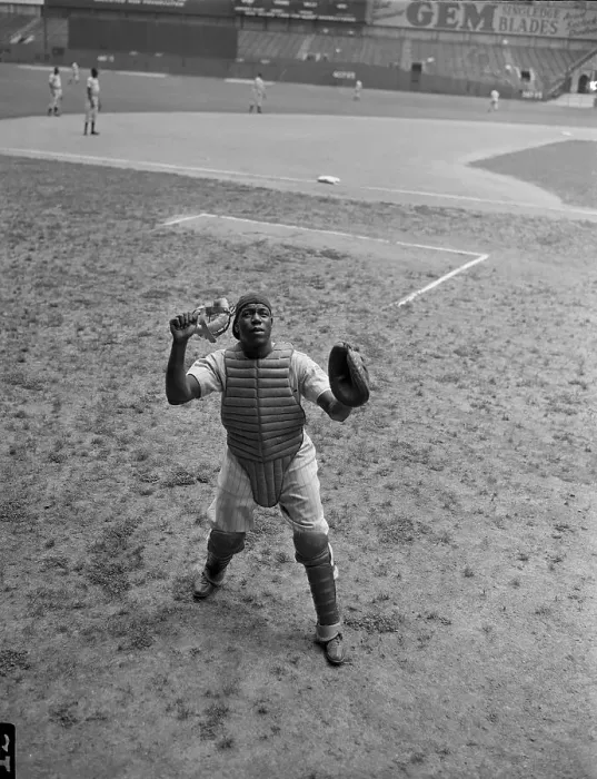Framed Print : Black Yankees Catcher Going for Foul Ball Framed Print : Black Yankees Catcher Going for Foul Ball