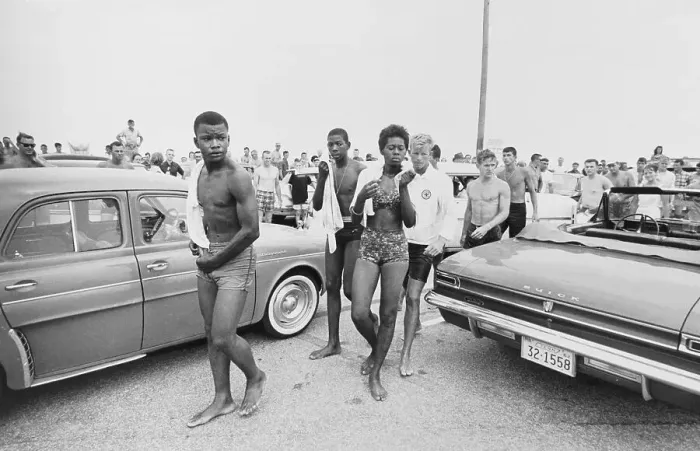Framed Print : Black Youths Followed Off Beach Framed Print : Black Youths Followed Off Beach