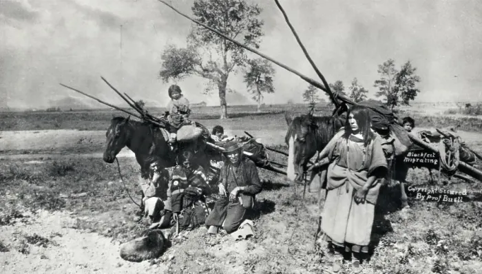 Framed Print : Blackfoot Indian Family Migrating Framed Print : Blackfoot Indian Family Migrating