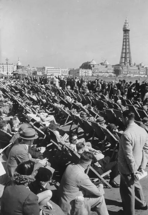 Framed Print : Blackpool. 1st July 1939: Crowds of sunbathers during the holiday season at Blackpool Framed Print : Blackpool. 1st July 1939: Crowds of sunbathers during the holiday season at Blackpool