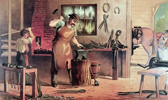 Framed Print : Blacksmith Shop Scene Framed Print : Blacksmith Shop Scene