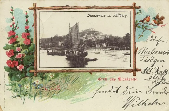 Framed Print : Blankenese with Suellberg, Hamburg, Germany, postcard with text, view around ca 1910, historical, digital reproduction of a historical postcard, public domain, from that time, exact date unknown Framed Print : Blankenese with Suellberg, Hamburg, Germany, postcard with text, view around ca 1910, historical, digital reproduction of a historical postcard, public domain, from that time, exact date unknown
