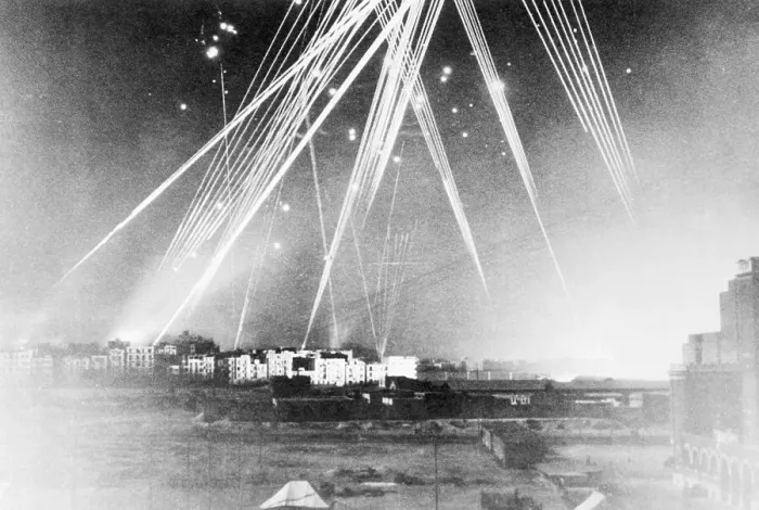 Framed Print : Blazing Sky Scenes from Bomb Raid Framed Print : Blazing Sky Scenes from Bomb Raid