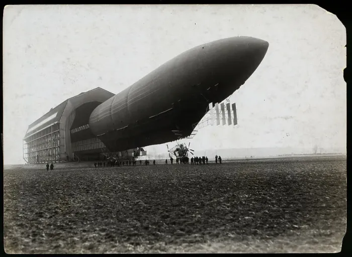 Framed Print : Blimp Coming out of Hangar Framed Print : Blimp Coming out of Hangar