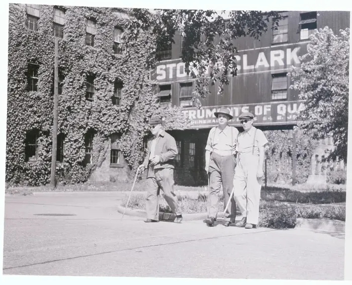 Framed Print : Blind Workers Strolling near Piano Plant Framed Print : Blind Workers Strolling near Piano Plant