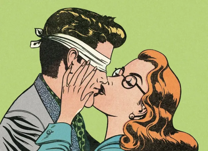 Framed Print : Blindfold kiss Framed Print : Blindfold kiss