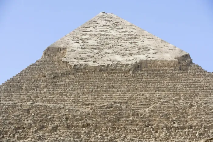 Framed Print : Blocks on Chephren pyramid Framed Print : Blocks on Chephren pyramid