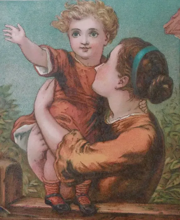 Framed Print : Blond girl in the arms of mother waving with hand Framed Print : Blond girl in the arms of mother waving with hand