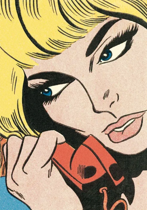 Framed Print : Blond woman on telephone Framed Print : Blond woman on telephone