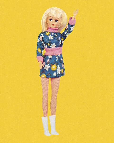 Blonde Fashion Doll Wearing Floral Miniskirt