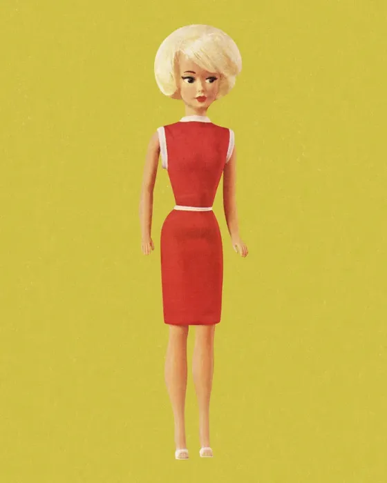 Framed Print : Blonde Fashion Doll Wearing Red Dress Framed Print : Blonde Fashion Doll Wearing Red Dress