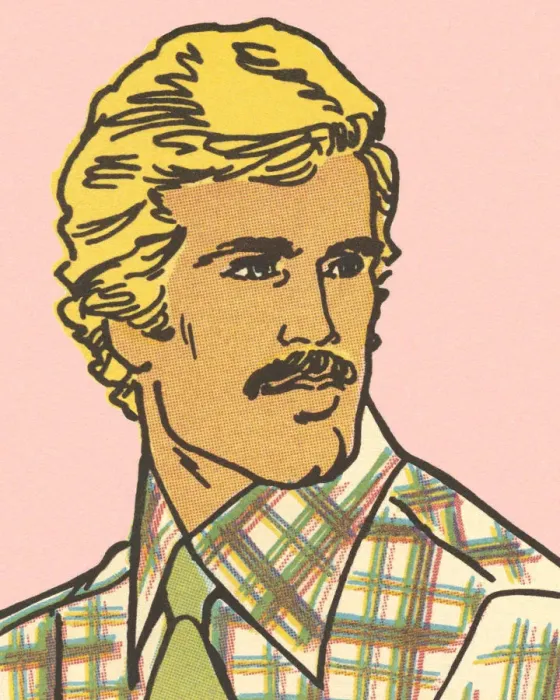 Framed Print : Blonde Man With Mustache Framed Print : Blonde Man With Mustache