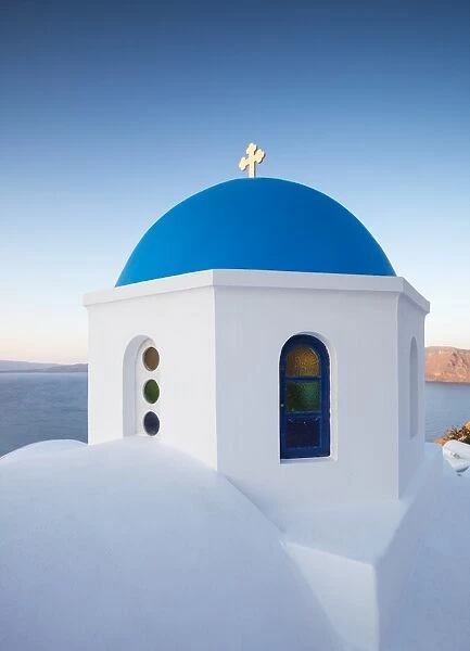 Blue domed church in Oia, Santorini, Greece