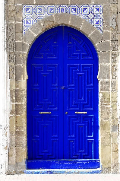 Blue front door on a house, Essaouira, Morocco